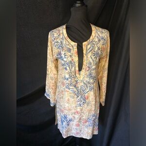 Embroidered silk tunic top Sz 4